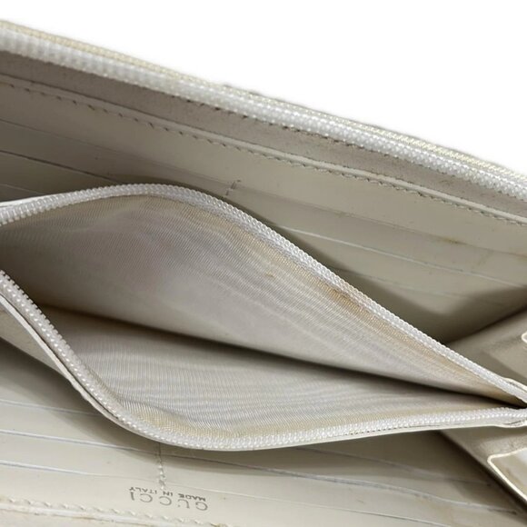 Auth GUCCI Bamboo - Cream White Dark Brown Nylon Patent Leather - Picture 5 of 6